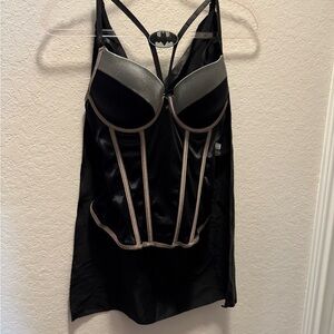 DC Black and Gray Corset with Batgirl Emblem with attached cape Size M